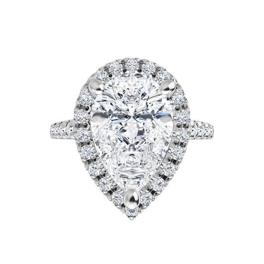 14K White Gold 3 5/8 CTW Pear French-Set Engagement Ring – G VS Center Diamond Included14K White Gold 3 5/8 CTW Pear French-Set Engagement Ring – G VS Center Diamond Included