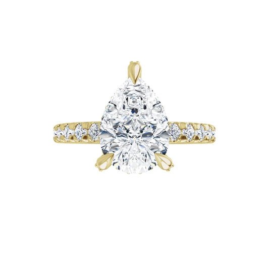 14K Yellow Gold Pear-Shaped Lab-Grown Diamond Accented Ring – 2TW