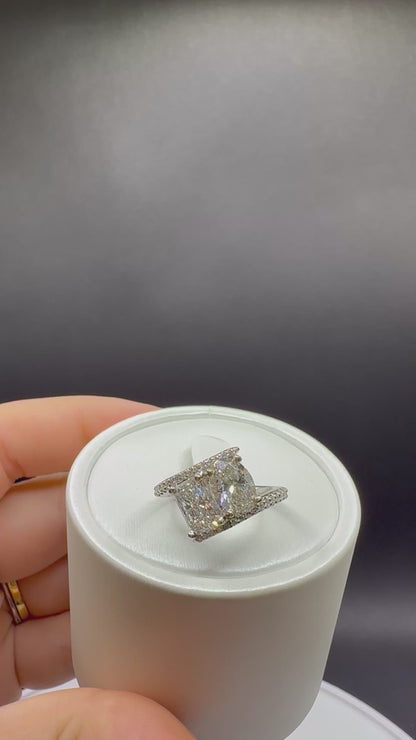 Two-Stone Radiant & Oval Diamond Pinky Ring – 14K White Gold (Nearly 3 CTW)