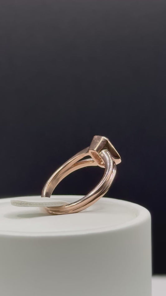 1.71 CT Brownish Pink Radiant Diamond Ring – Double Band Bezel Set in 14K Rose Gold