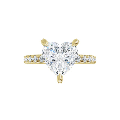14K Yellow Gold Heart-Shaped Lab-Grown Diamond Engagement Ring – 2 CT Center with Accents
