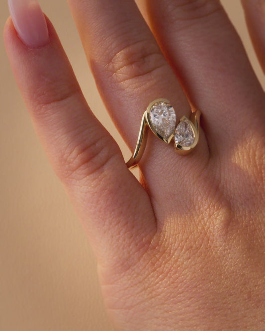 14K Yellow 1 1/2 CTW Lab-Grown Diamond Two-Stone Engagement Ring