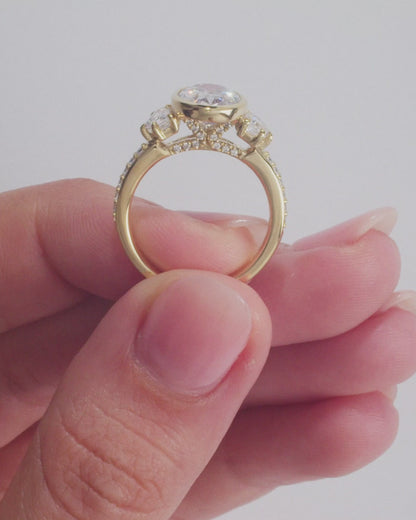 14K Yellow Gold 9x7 mm Oval Diamond Engagement Ring