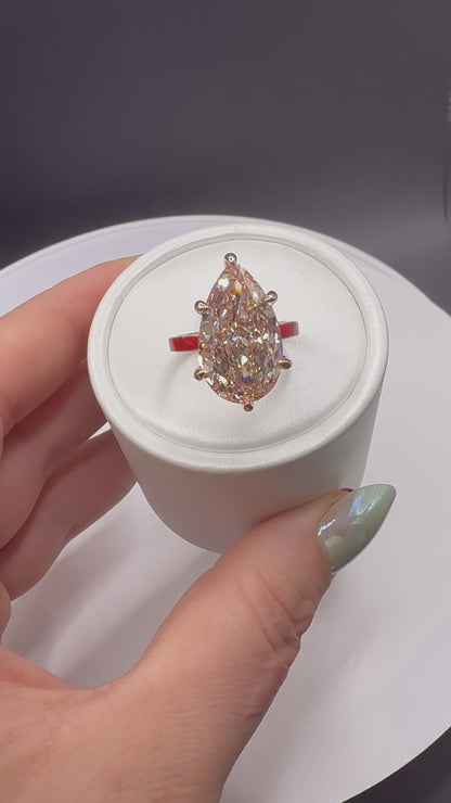 The Empress- 10ct  Vivid Pink Enamel Finish Engagement Ring