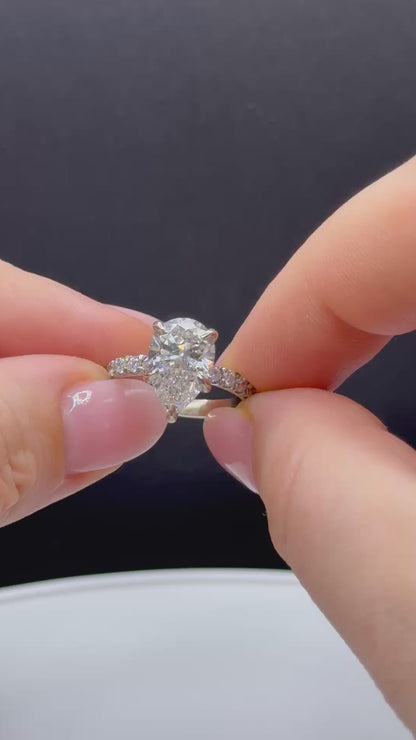 OPHELIA Pear Engagement Ring & Diamond Band Set –  Lab Diamond Bridal Set