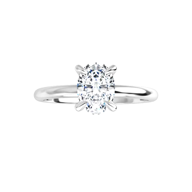 14K White Gold 1.50 ct Lab Oval Engagement Ring