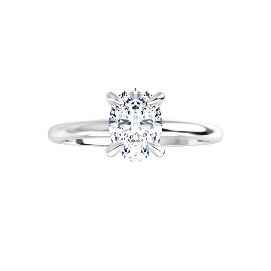 14K White Gold 1.50 ct Lab Oval Engagement Ring