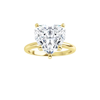 4 CT Heart-Shaped Lab  Diamond Solitaire Engagement Ring – 14K Yellow Gold